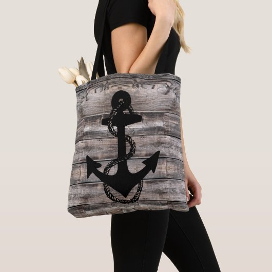 Tote Bag grange nautique rustique avec ANCRE | (De près)
