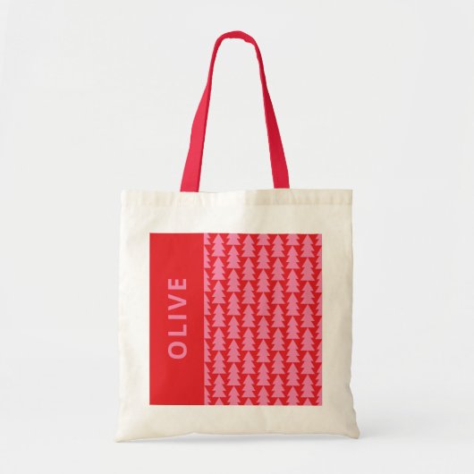 Tote Bag Graphique d'arbre de Noël rose moderne (Devant)