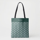 Tote Bag Graphique d'arbre de Noël vert bleu géométrique mo (Devant)