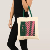 Tote Bag Graphique d'arbre de Noël vert rose moderne (Devant (produit))