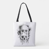 Tote Bag Graphique de gouttes d'encre noire Skull Drip (Dos)