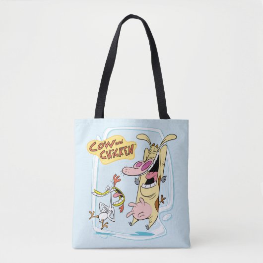Tote Bag Graphique de rire de vache et de poulet (Devant)
