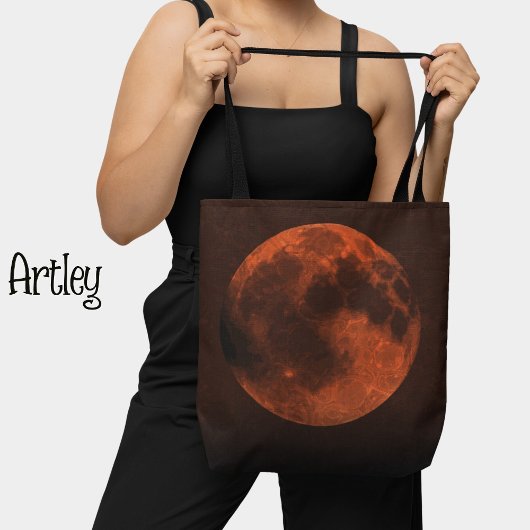 Tote Bag Graphique en lune de cuivre orange foncé
