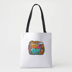 Tote Bag Graphique Floral Arc-en-ciel Groovy Coloré