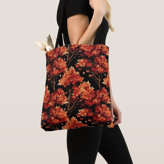 Tote Bag Graphique Motif sans couture Red Fall Maple Tree (De près)