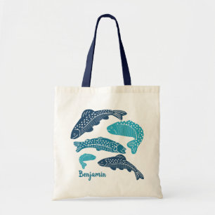 Tote Bag Graphique personnalisé de poissons de truite bleu