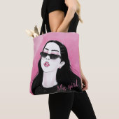 Tote Bag Graphique Personnalisé rose noir moderne fille imp (De près)