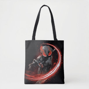 Tote Bag Graphique rouge de grand coup de Manta noir