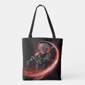 Tote Bag Graphique rouge de grand coup de Manta noir (Dos)