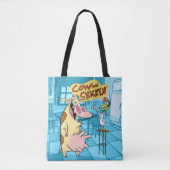Tote Bag Graphique souriant de vache et de poulet (Devant)