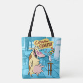 Tote Bag Graphique souriant de vache et de poulet (Dos)