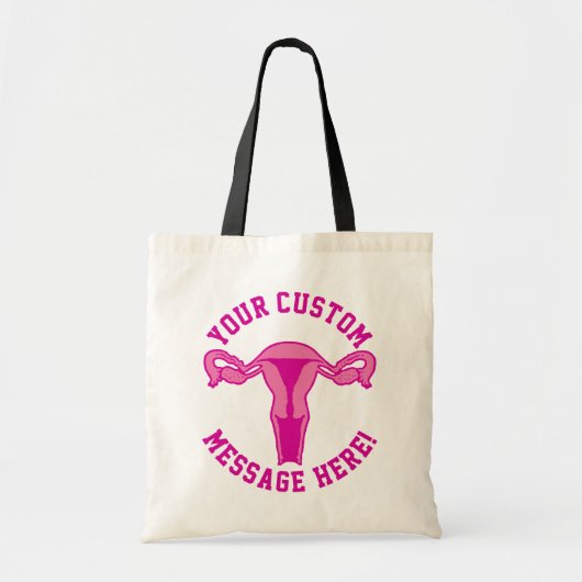 Tote Bag Graphique Uterus + Texte personnalisé (Devant)