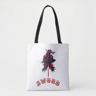 Tote Bag Graphisme Artistique de Guerrier Samouraï Épique