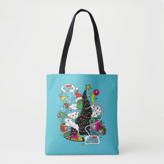 Tote Bag Graphisme coloré de Noël de Grinch (Devant)