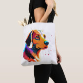 Tote Bag Graphisme de chien coloré - (De près)