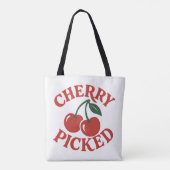 Tote Bag Graphisme de fruit rétro tendance sélectionné Cher (Dos)