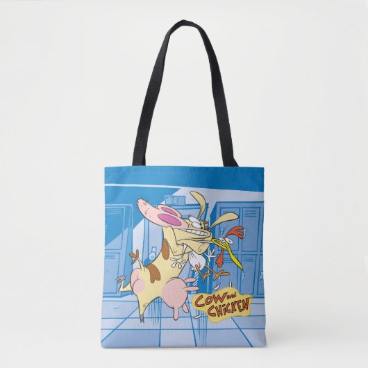Tote Bag Graphisme de la vache et du poulet (Devant)
