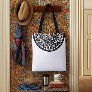 Tote Bag graphisme demi-cercle aztèque