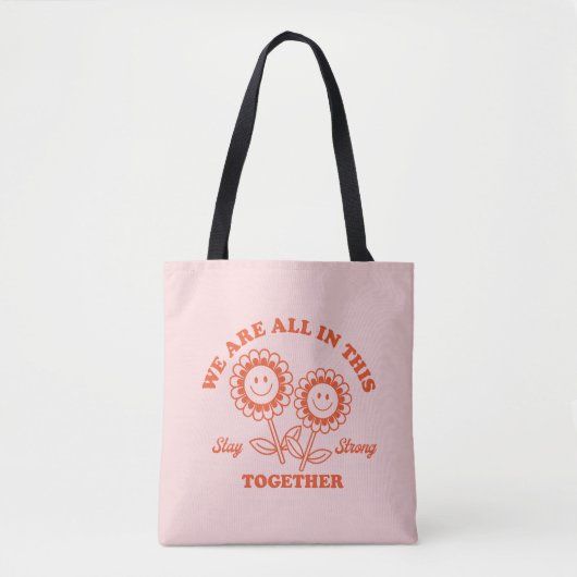Tote Bag Graphisme Fleur Joyeux Retro (Devant)