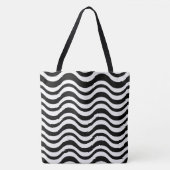 Tote Bag Gras Abstrait Ondulé Noir et Blanc (Devant)