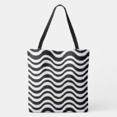 Tote Bag Gras Abstrait Ondulé Noir et Blanc (Dos)