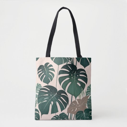 Tote Bag Gras Green Monstera Feuilles Tropical Jungle (Devant)