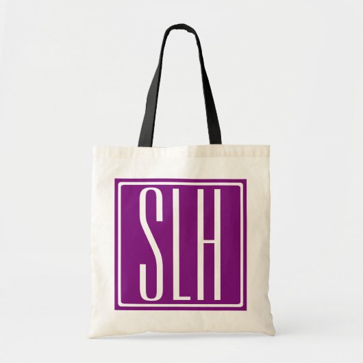 Tote Bag Gras moderne 3 initiales Monogramme | Blanc et pou (Devant)
