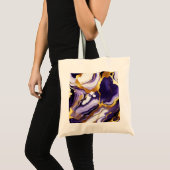 Tote Bag Gras Trendy violet jaune or faux marbre (Devant (produit))