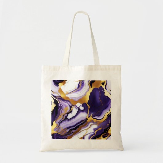 Tote Bag Gras Trendy violet jaune or faux marbre (Devant)