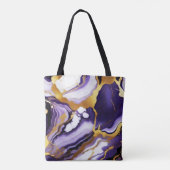 Tote Bag Gras Trendy violet jaune or faux marbre (Dos)