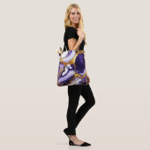 Tote Bag Gras Trendy violet jaune or faux marbre (Sur le modèle)
