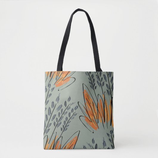 Tote Bag Grass croisé brut Design ethnique (Devant)