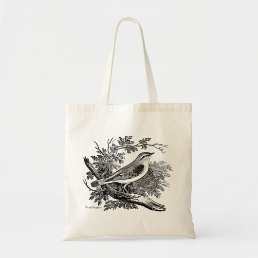 Tote Bag Gravures d'oiseaux - une Paruline en bois (Devant)