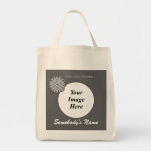 Tote Bag Gray / Grey Flower Ribbon Tmpl by Kenneth Yoncich