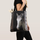 Tote Bag Gray Mare Horse Farm Animals Brown (De près)
