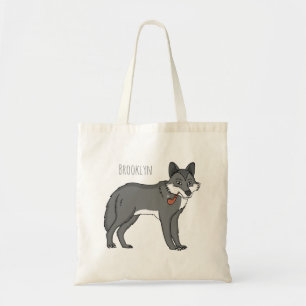 Tote Bag Gray wolf with pipe cartoon