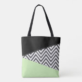 Tote Bag Gray Zigzag, Gray Chevron, Zigzag Pattern, Mint (Dos)
