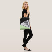 Tote Bag Gray Zigzag, Gray Chevron, Zigzag Pattern, Mint (Sur le modèle)