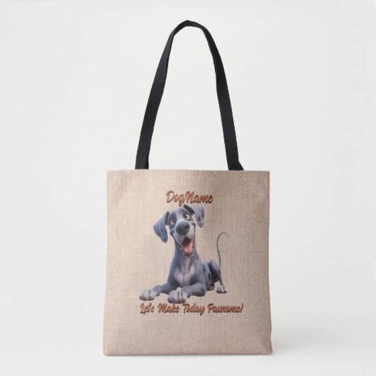 Tote Bag Great Dane - Ajouter le nom du chien, modifier le (Devant)