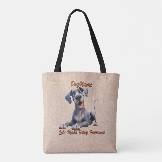Tote Bag Great Dane - Ajouter le nom du chien, modifier le (Dos)