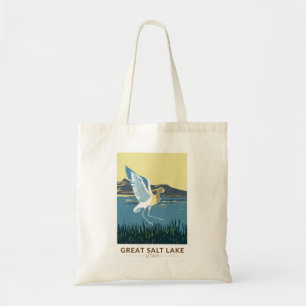 Tote Bag Great Salt Lake American Avocet Travel Art Vintage