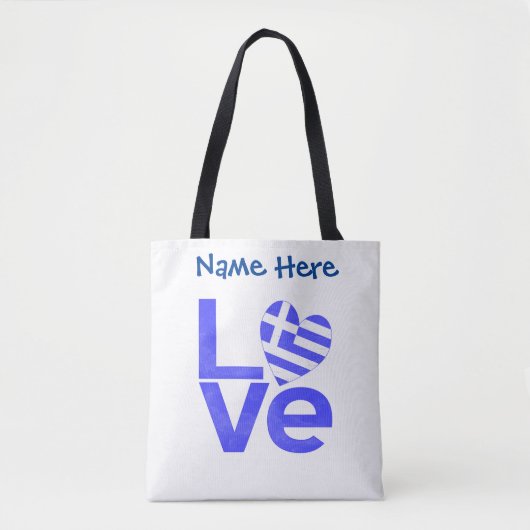 Tote Bag Grec LOVE Blue Personnalisé (Devant)