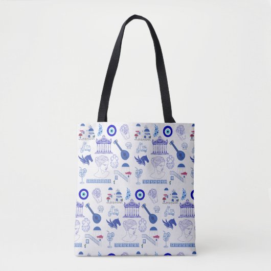Tote Bag Grèce Bleu et Blanc (Devant)