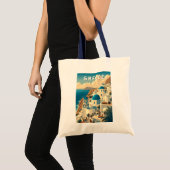 Tote Bag Grèce Illustration Voyage Art Vintage (Devant (produit))