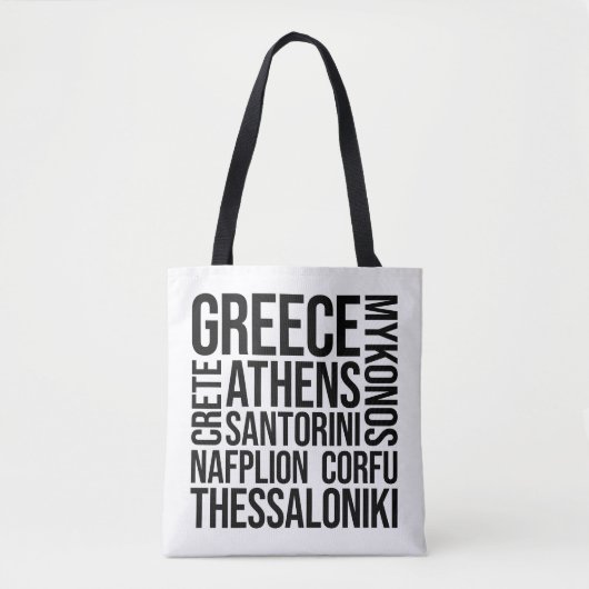Tote Bag Grèce Villes Mot Art - Athènes Voyage (Devant)