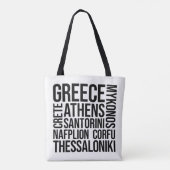 Tote Bag Grèce Villes Mot Art - Athènes Voyage (Dos)