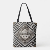 Tote Bag Greek Meander - Greek Key Black and White Marble (Dos)