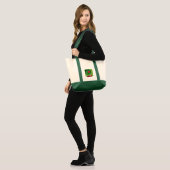 Tote Bag Green Abstraction with Twisted Red Square (Devant (modèle))