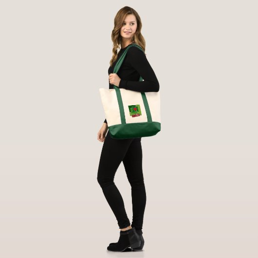 Tote Bag Green Abstraction with Twisted Red Square (Devant (modèle))