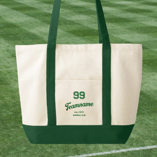 Tote Bag Green Baseball Custom Player Numéro et nom de l'éq